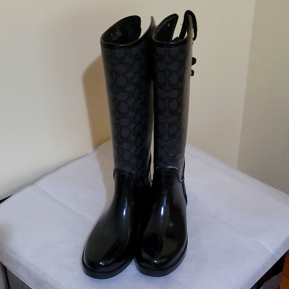 🔥AUTHENTIC COACH RAIN BOOTS WOMEN SIZE 8B🔥